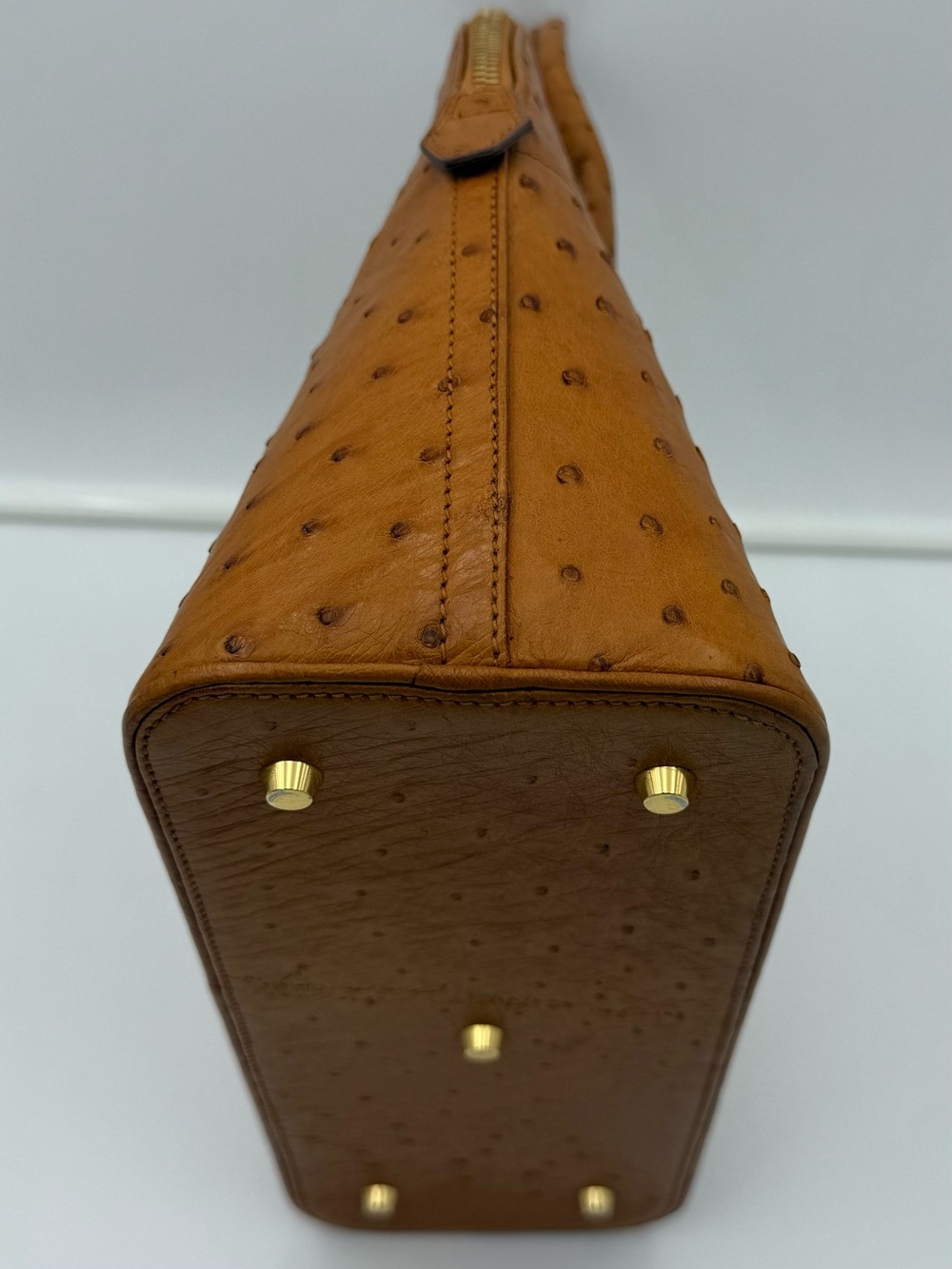 🇫🇷michel adolphe PARIS Unisex Brown Exotic OSTRICH BUGATTI 31 Bag Made in FRANCE - Picture 11 of 16